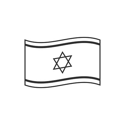 Israel Flag Icon In Black Flat Outline Design Stock Illustration - Download Image Now - iStock