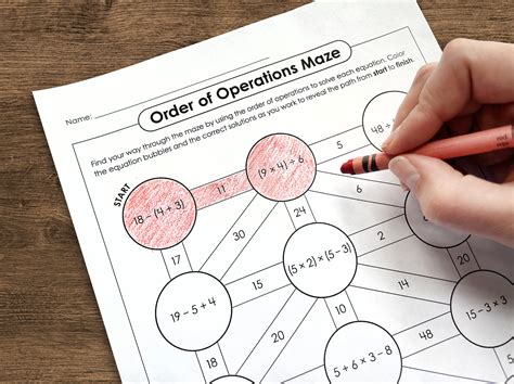 Order of Operations Worksheet for 5th - 7th Grade | Lesson Planet - Worksheets Library