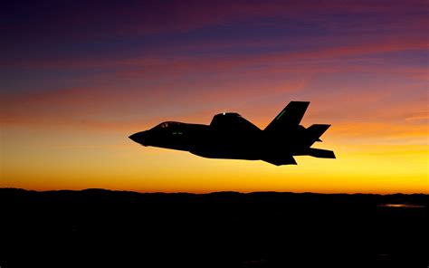 Lockheed Martin F 35 Lightning II, Military aircraft, Aircraft, Sunset, Silhouette Wallpapers HD ...