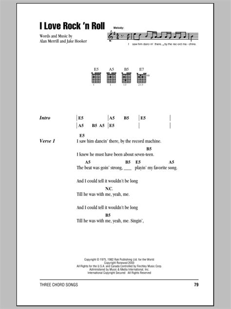 I Love Rock 'N Roll by Joan Jett & The Blackhearts - Guitar Chords ...