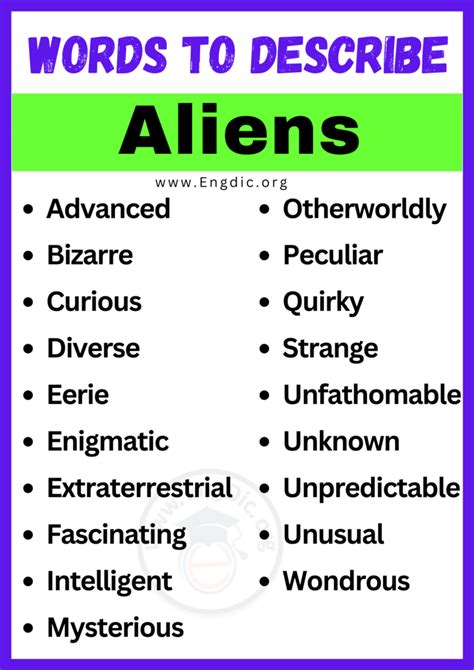 20+ Best Words to Describe Aliens, Adjectives for Aliens - EngDic