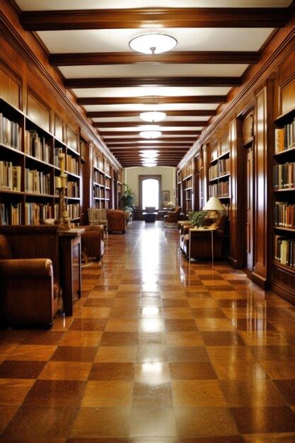 Premium AI Image | College library interior with bookshelves created with generative ai