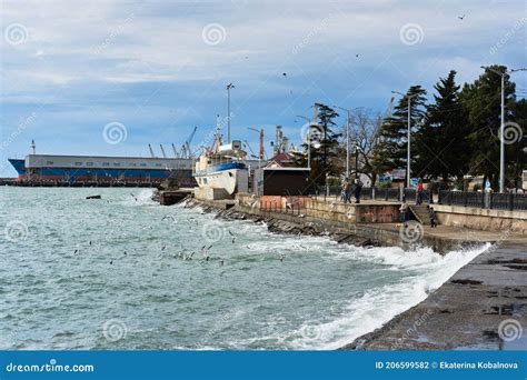 Tuapse, Russia, - December 26, 2020. Port of Small Town of Tuapse in ...