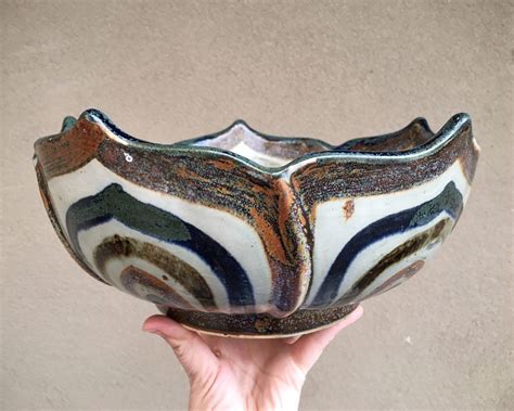 Signed Ken Edwards Pottery Sculptural Fruit Bowl, Tonala Mexican Ceramics, Southwestern Home Decor