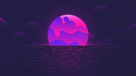 HD wallpaper: Purple, Moon, Sunset, Neon | Wallpaper Flare