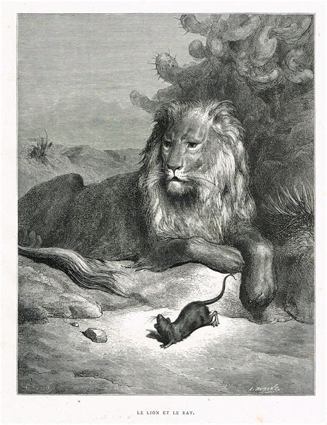 Le lion et le rat - fable de Jean de La Fontaine illustrée par Gustave Doré - MAS Estampes ...