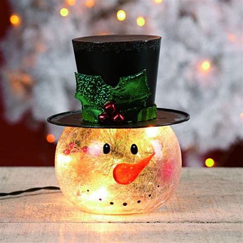 314882 Metal Crackle Glass Snowman Light | Glass snowman, Tea light ...