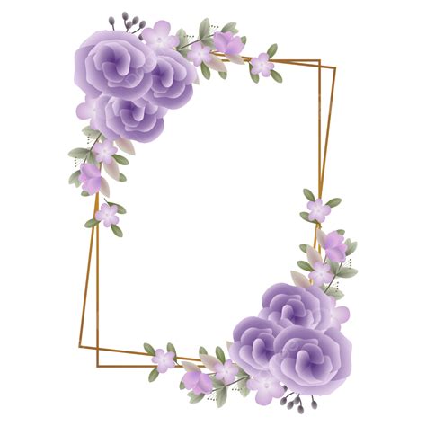 Purple Roses Border Vector Wedding Square Vintage, Purple Rose Frame Plant Leaf Vector Wedding ...