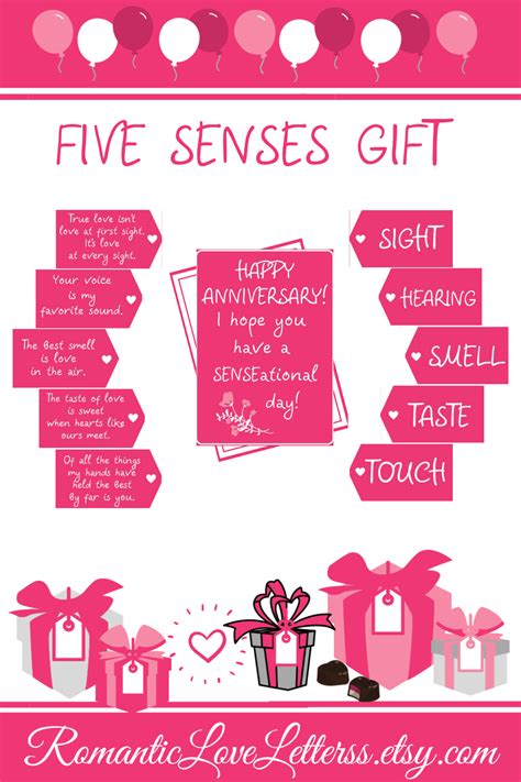 Five senses gift tags & cards | Romantic gifts for him, Five senses gift, Boyfriend gifts