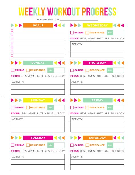 Weekly Workout Progress Tracking Template Download Printable PDF ...