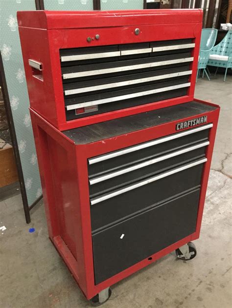 Sold Price: 2 pc Craftsman tool box storage chest on wheels - upper stuffed w/ hand tools and ...