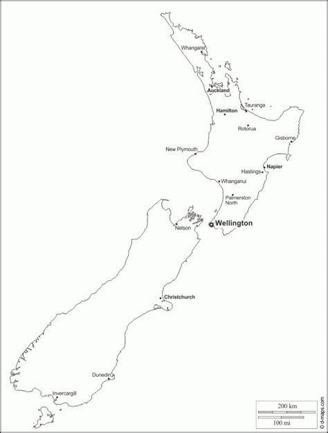 Printable Outline Map Of New Zealand