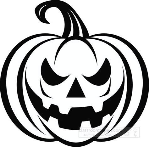 Halloween Clipart Black White-angry looking jack o lantern black outline