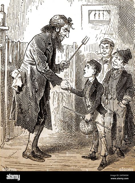 1885 Illustration Fagin greets Oliver Twist with the Artful Dodger ...