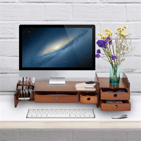 Sundale Bamboo Wood Monitor Stand Computer Riser | Monitor stand ...