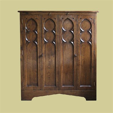 Tall Oak Reproduction Cupboard | Display and Storage Cupboards | Oak Entertainment Centre