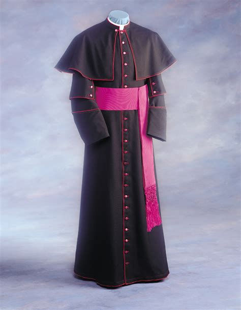 Bishop Clergy Cassock Black with Roman Purple Trim | Clergy Apparel - Church Robes