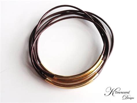 Brown Leather Bangle Bracelet Leather Bracelets for Women - Etsy