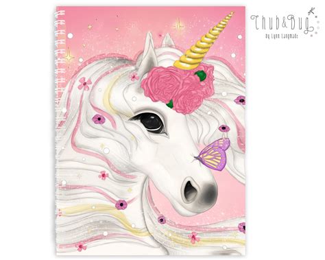 Unicorn Notebook Personalized for Girls - White Unicorn Journal in Pink — Chub and Bug ...