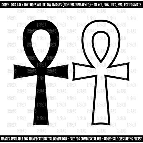 Ankh Egyptian Symbol of Life Hieroglyph Cross Religious Symbol Clipart Silhouette Outline Png ...