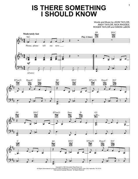 Duran Duran - Is There Something I Should Know sheet music