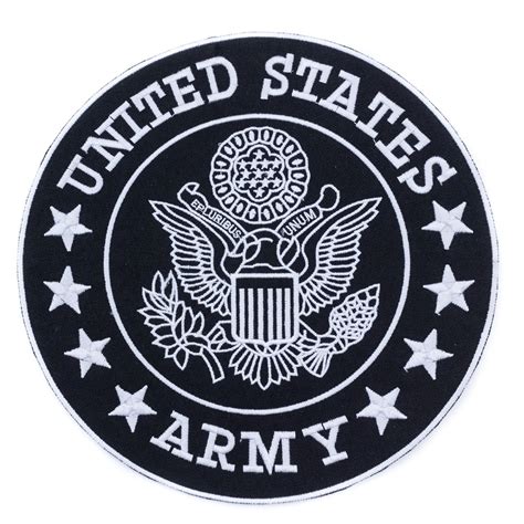 US Army Center Patch Circle United States Army Black w/ White 10" White ...