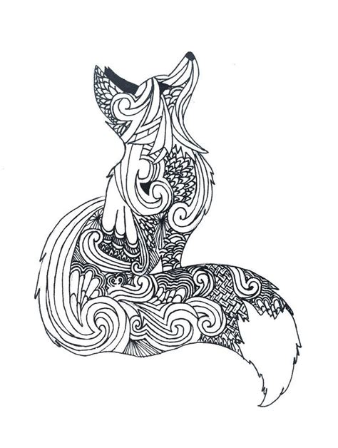 Zentangle fox | Fox coloring page, Animal coloring pages, Geometric fox