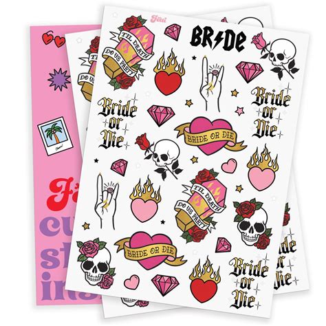 Bride or Die Temporary Tattoos 48 Glitter Styles Til Death - Etsy