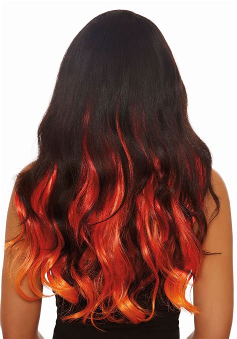 Long Straight 3-Piece Ombre Burg/Red/Orange Hair Extensions