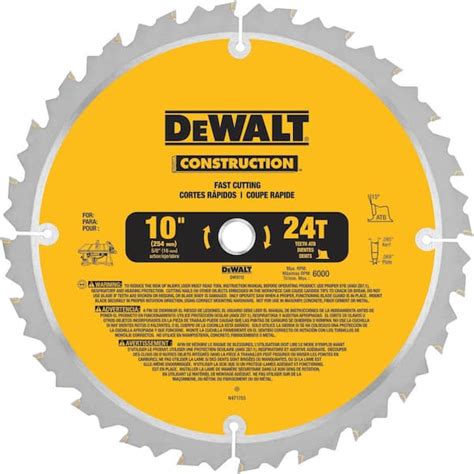 DEWALT Construction 10 in. 24-Teeth Thin Kerf Table Saw Blade DW3112 - The Home Depot