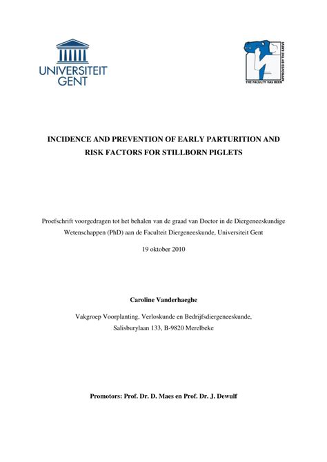 (PDF) Incidence and prevention of early parturition and risk factors for stillborn piglets