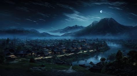 Premium AI Image | village at night free photo HD background