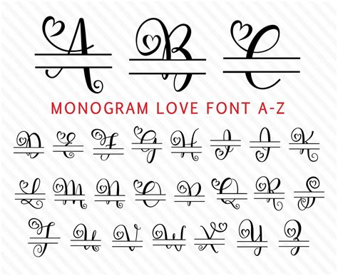 Wedding Monogram Svg Valentine Day Monogram Svg Font Svg Love Monogram ...