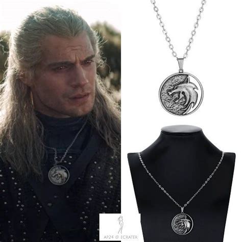 2020 The Witcher Geralt of Rivia Gwynbleidd Medallion White Wolf Pendant Necklace + Pouch | Wolf ...