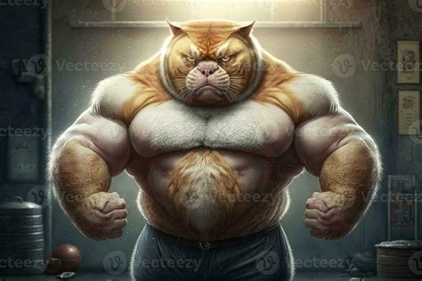 Strong cat body builder super muscles illustration 23932800 Stock Photo at Vecteezy