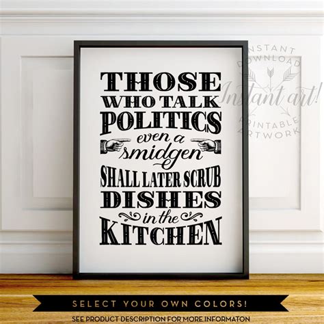 No politics sign Holiday decor PRINTABLE art Kitchen art | Etsy