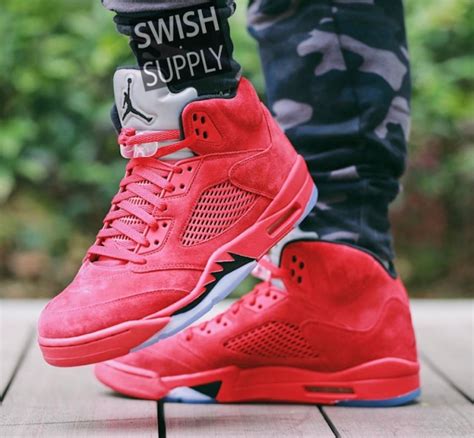 Air Jordan 5 Red Suede On-Feet Images - Air 23 - Air Jordan Release ...