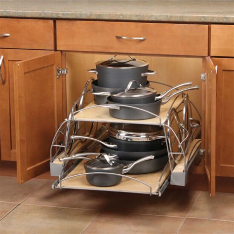 Slide-Out Pot and Pan Caddy for Kitchen Base Cabinetr by Knape & Vogt | KitchenSource.com