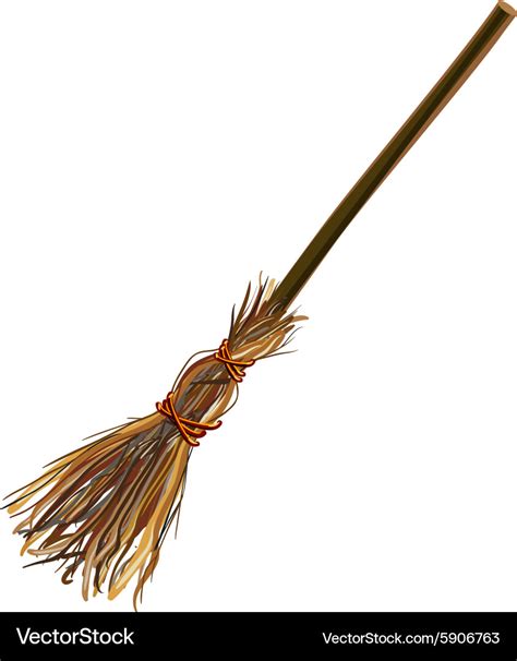 Witches broom stick Old broom Halloween Royalty Free Vector