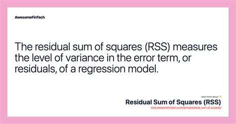 Residual Sum of Squares (RSS) | AwesomeFinTech Blog