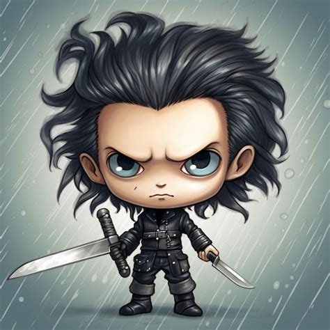 Premium AI Image | Edward Scissorhands Chibi Ai generated art