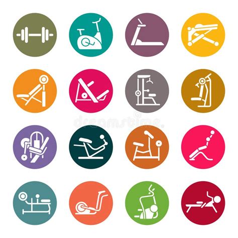 Gym equipment icons stock vector. Illustration of machine - 97220438