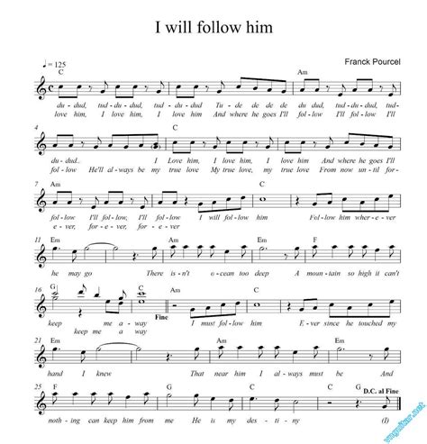 Sheet: Notes & chords - I will follow him - Franck Pourcel - Sheet nhạc | Nốt nhạc | Hợp âm - VN ...