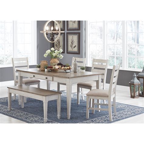 Signature Design by Ashley Skempton Two-Tone Rect. Dining Room Table w/ Storage Drawers and ...