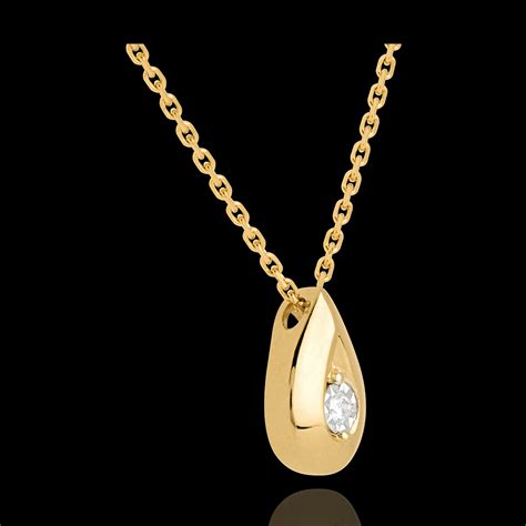 Teardrop necklace yellow gold with diamond : Edenly jewellery