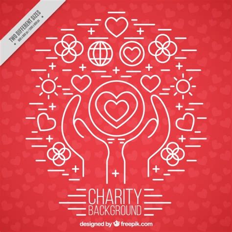 Red charity background with drawings Vector | Free Download