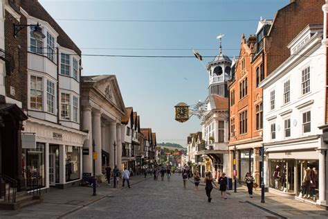 Historic Guildford in the centre of Surrey has architecture from Saxon ...