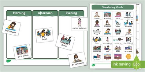 Semantic Vocab- Morning, Afternoon, Evening Sorting Activity