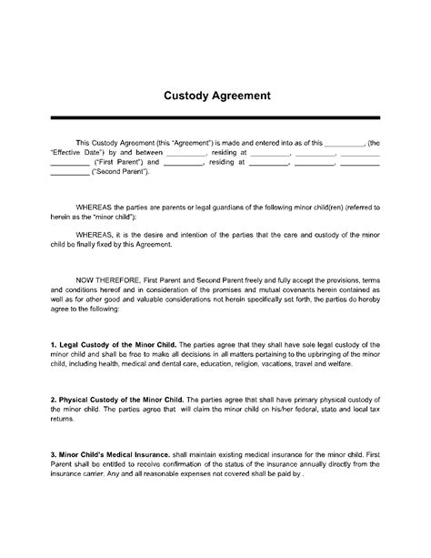 Free Custody Agreement Template