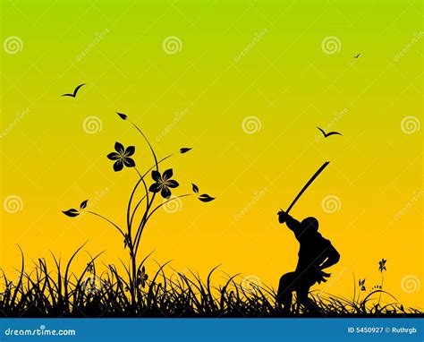 Ninja in motion stock illustration. Illustration of floral - 5450927